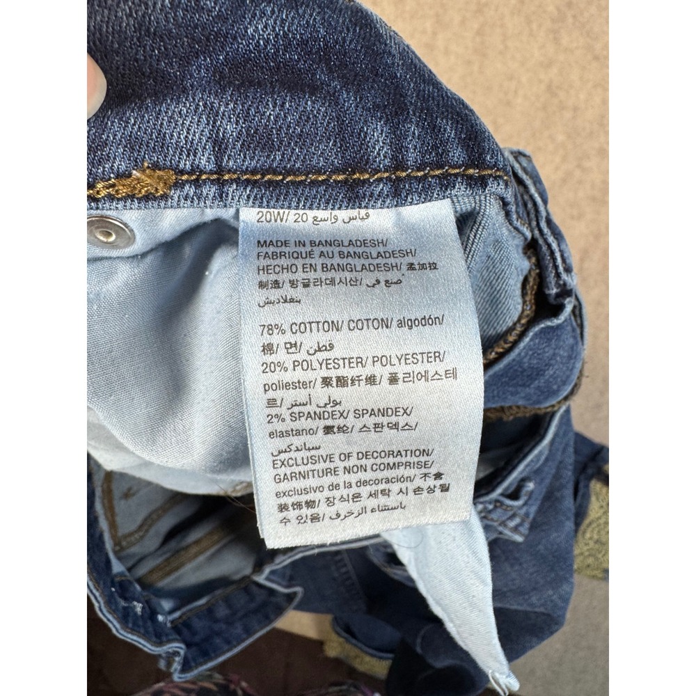 k108. Style & Co Boyfriend Jeans 20W Blue Crop Lace Trim Denim Stretch - Picture 4 of 5
